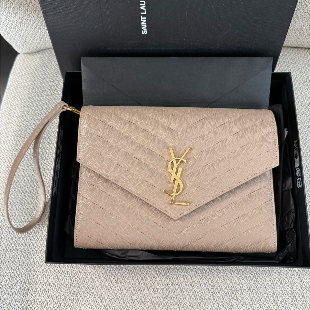 Saint Laurent CASSANDRE MATELASSÉ FLAP POUCH IN GRAIN DE POUDRE LEATHER